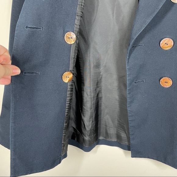 Derek Lam 10 Crosby Double Breasted Stretch Cotton Twill Jacket in Navy 6 - Picture 3 of 12